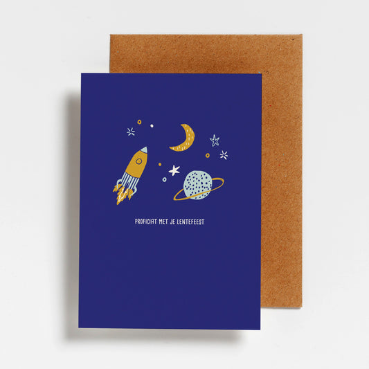WENSKAART - PROFICIAT MET JE LENTEFEEST RAKET